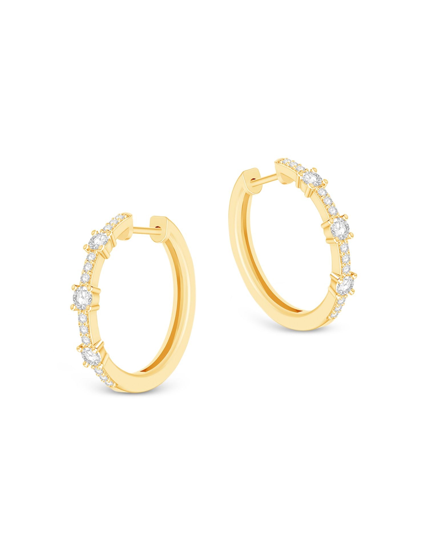 Diamond Small Hoop Earrings in 14K Yellow Gold, 0.40 ct. t.w. - Exclusive