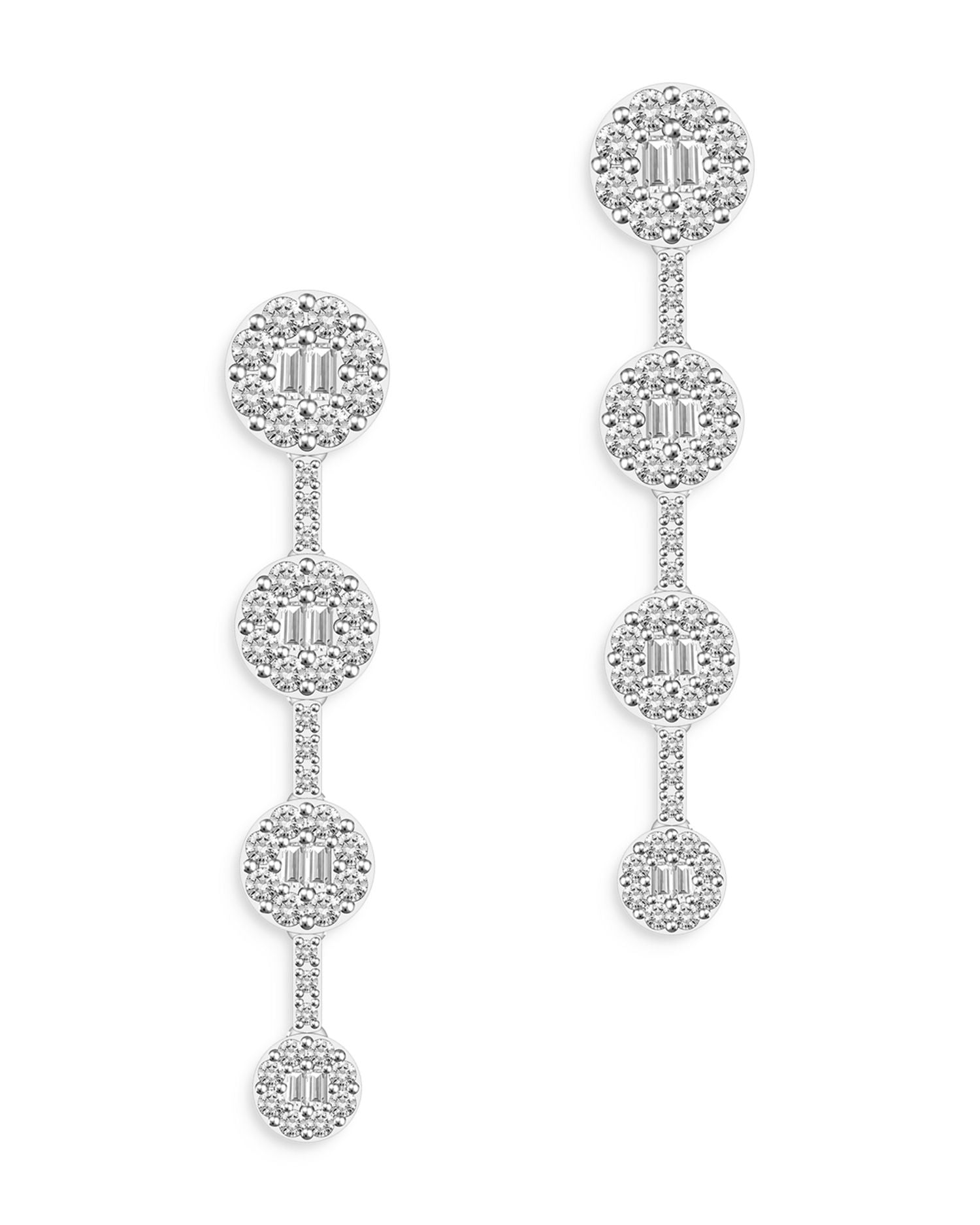 Diamond Drop Earrings in 14K White Gold, 1.50 ct. t.w. - Exclusive
