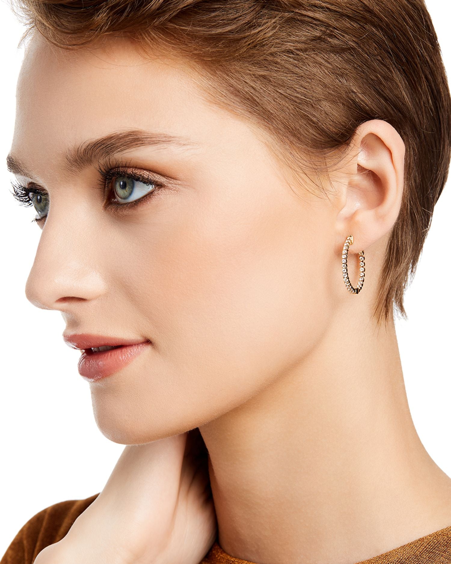 Diamond Inside Out Hoop Earrings in 14K Yellow Gold, 1.0 ct. t.w. - Exclusive