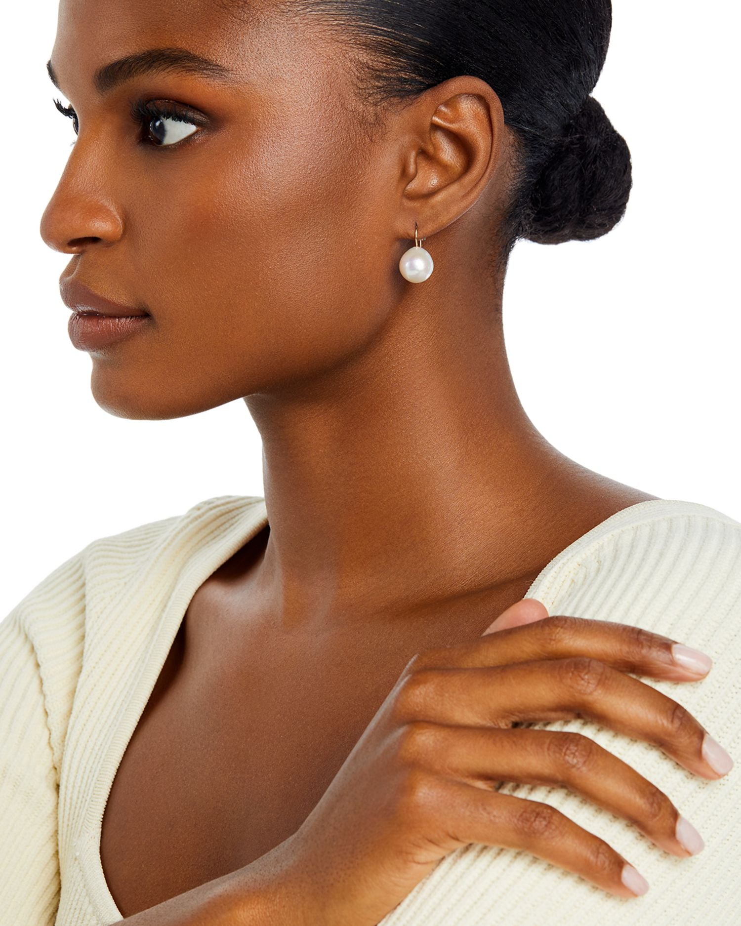 Cultured Freshwater Pearl Drop Earrings in 14K Yellow Gold - Exclusive