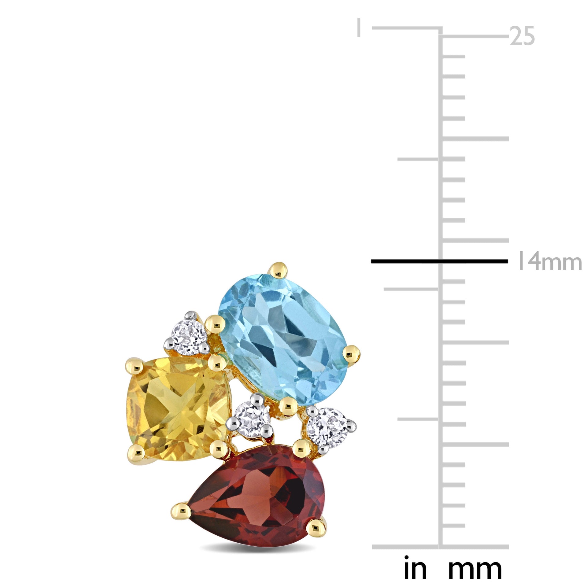 4 7/8 CT TGW Multi-Color Gemstone Stud Earrings in Yellow Plated Sterling Silver