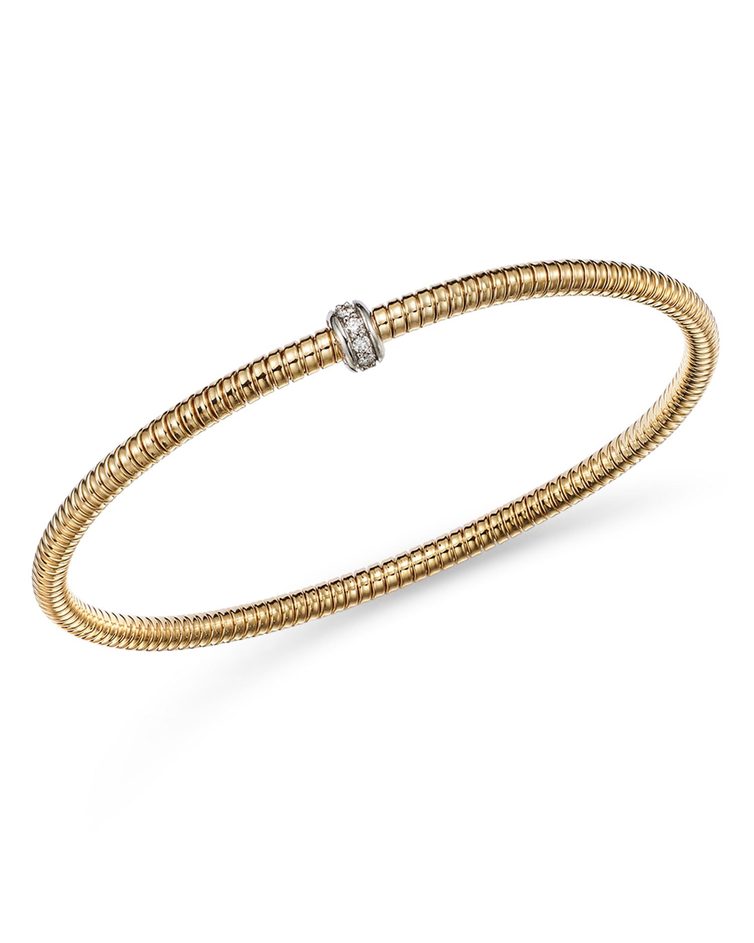 14K White & Yellow Gold Diamond Tubogas Stretch Bracelet
