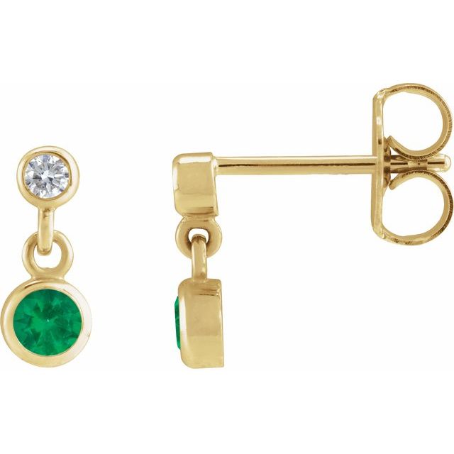 0.05Ct Emerald-Cut Lab-grown and Natural Diamond Earrings in 14K White Gold