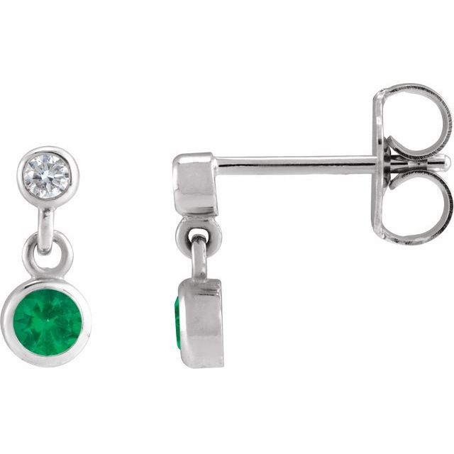 0.05Ct Emerald-Cut Lab-grown and Natural Diamond Earrings in 14K White Gold