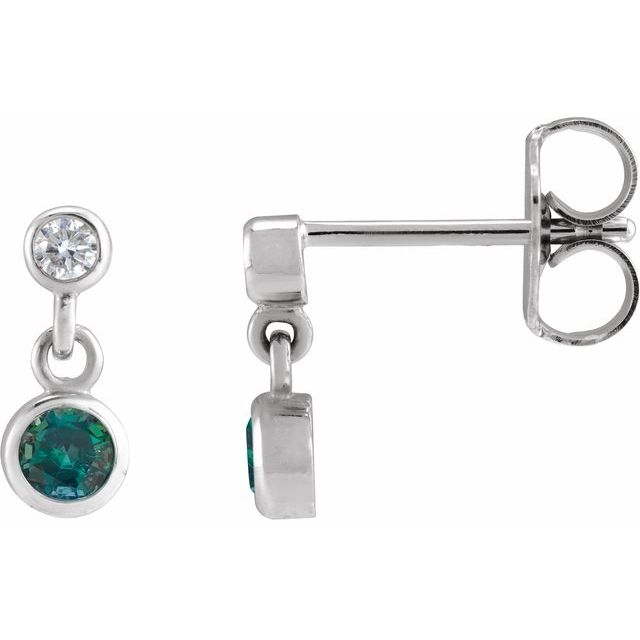 0.05Ct Lab-grown and Natural Diamond Earrings in 14K White Gold