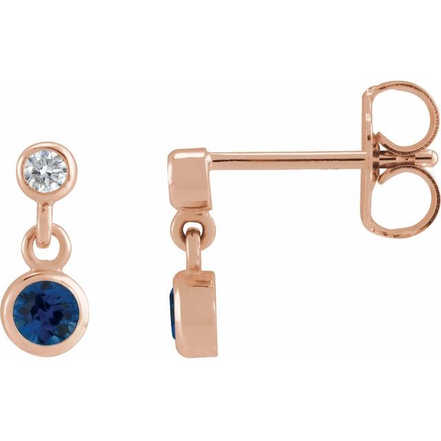 0.05Ct Lab-grown and Natural Diamond Earrings in 14K Rose Gold