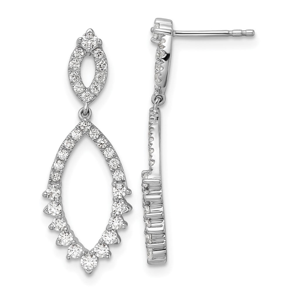 14K White Gold 0.85 CT Lab Grown Diamond Teardrop Dangle Earrings VS Clarity G-H Color