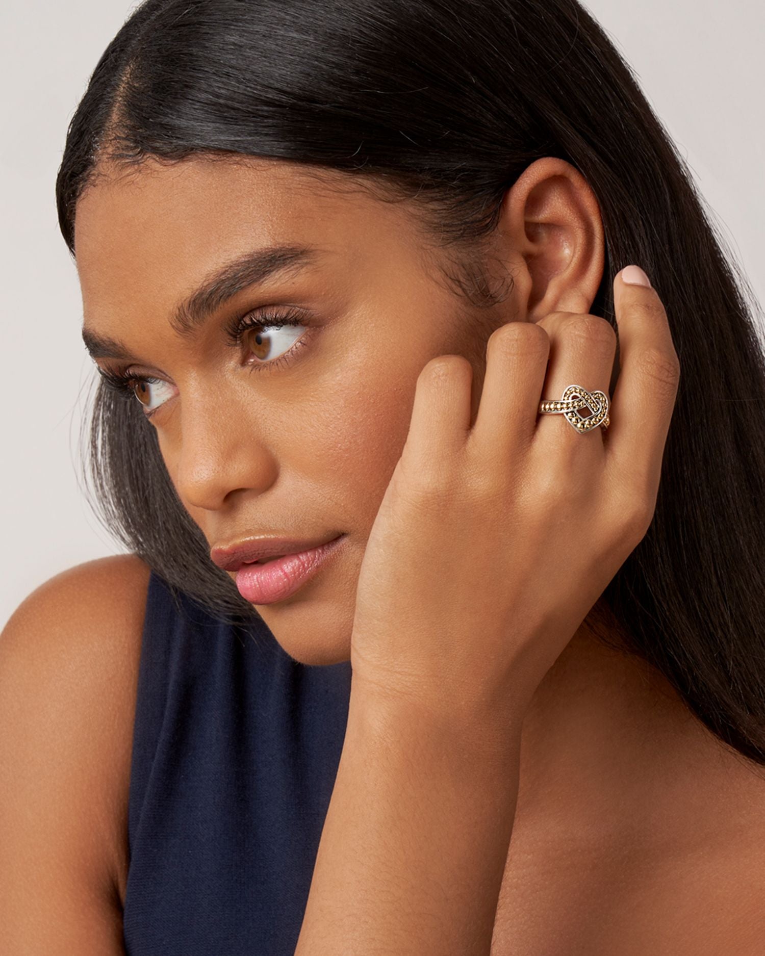 18K Yellow Gold & Sterling Silver Beloved Heart Ring