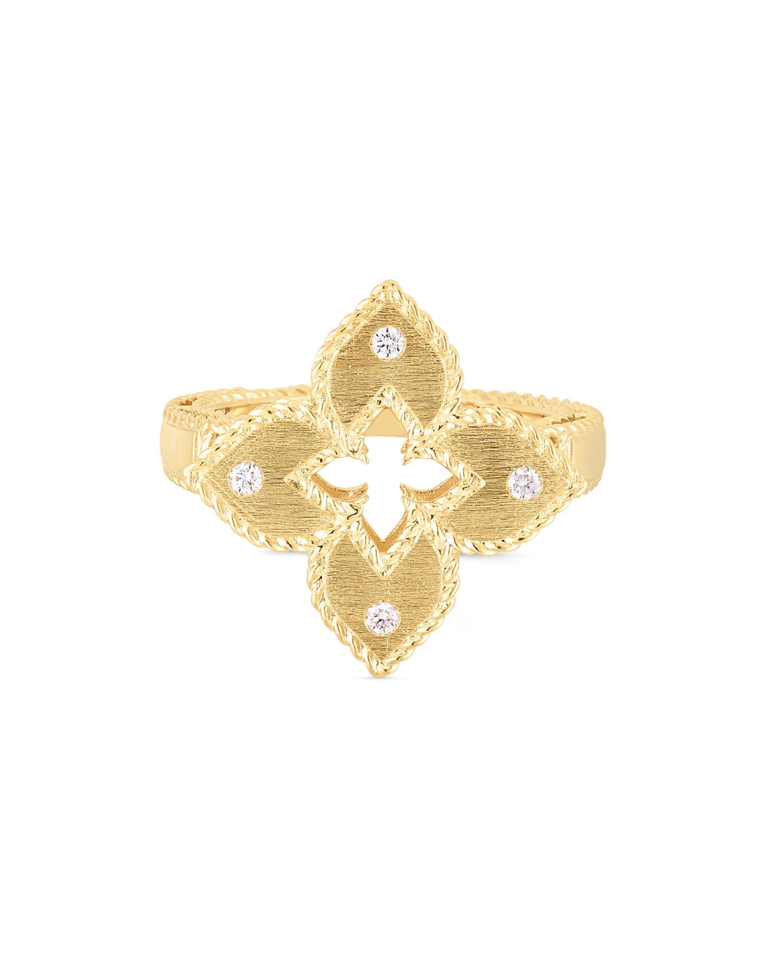 18K Yellow Gold Venetian Princess Diamond Quatrefoil Ring