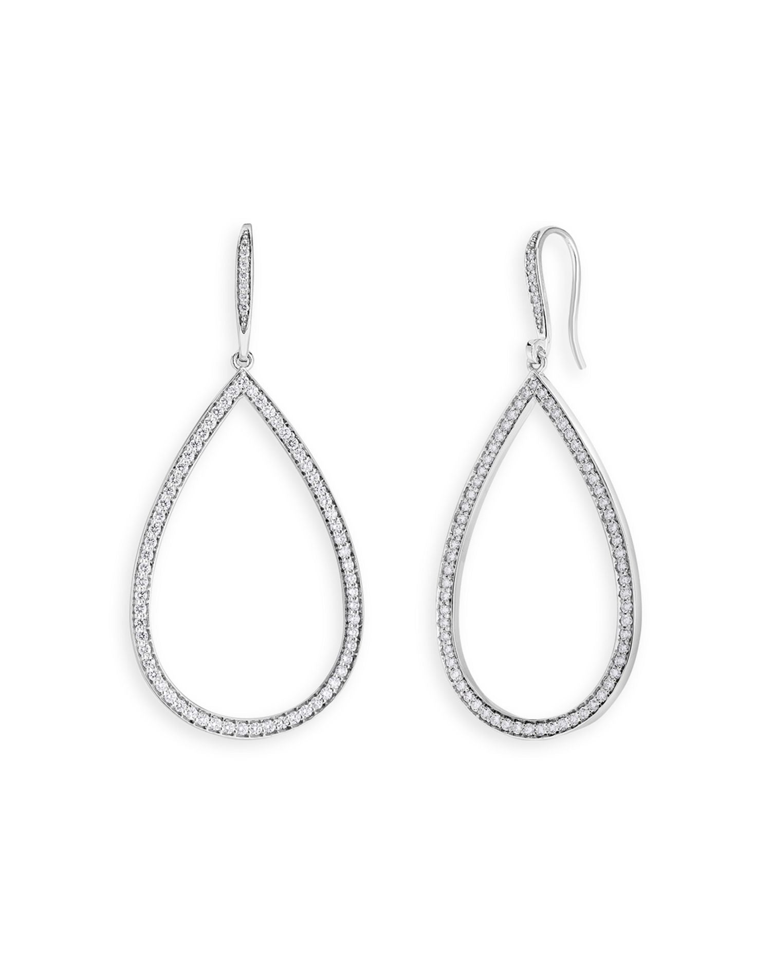18K White Gold Diamond Pear Shape Drop Earrings