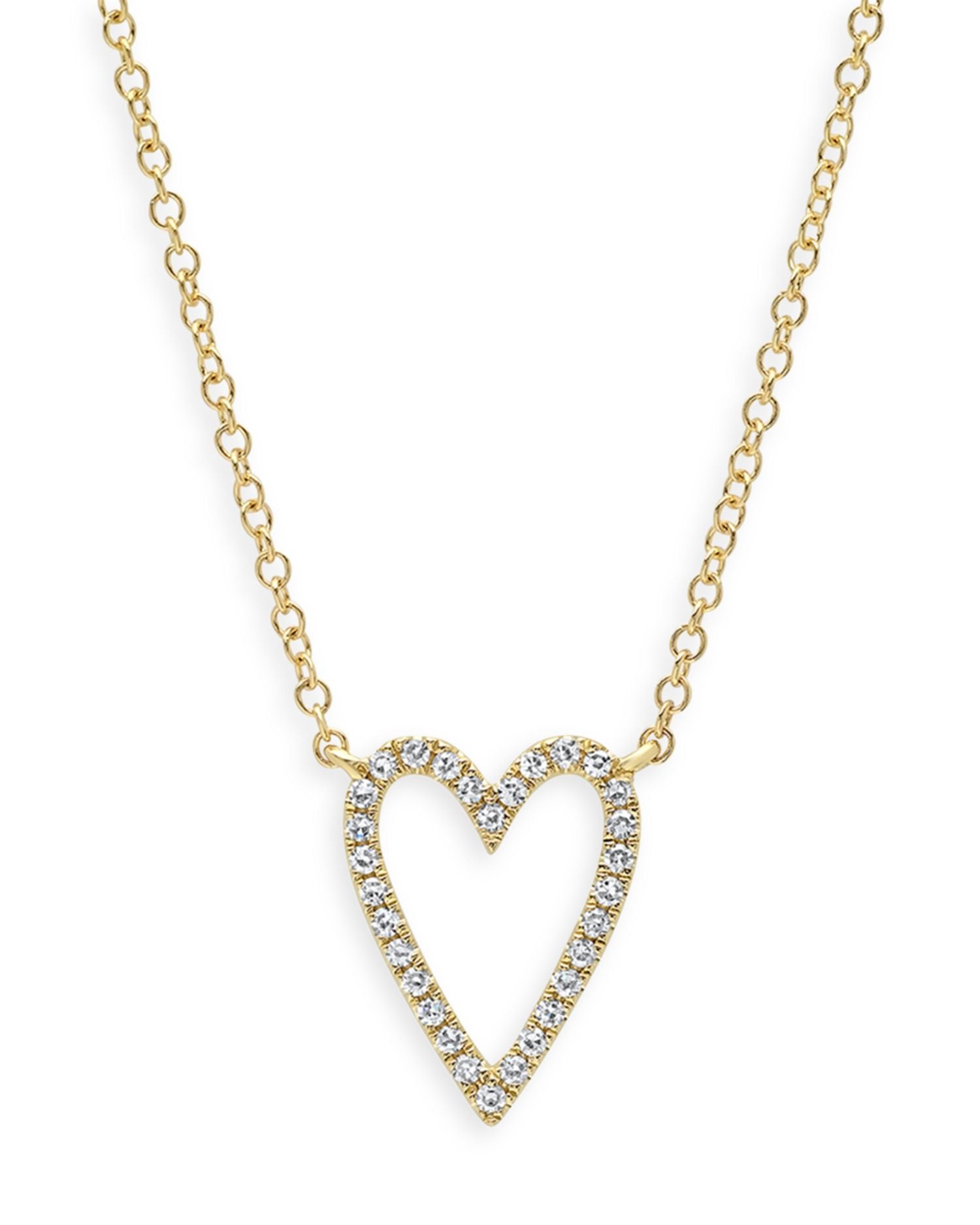 14K Yellow Gold Diamond Open Heart Pendant Necklace, 18' - Exclusive