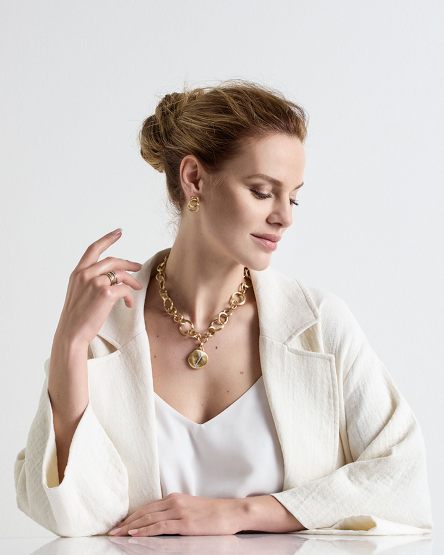 18K Yellow Gold Jaipur Link Chain Statement Necklace, 17.75'