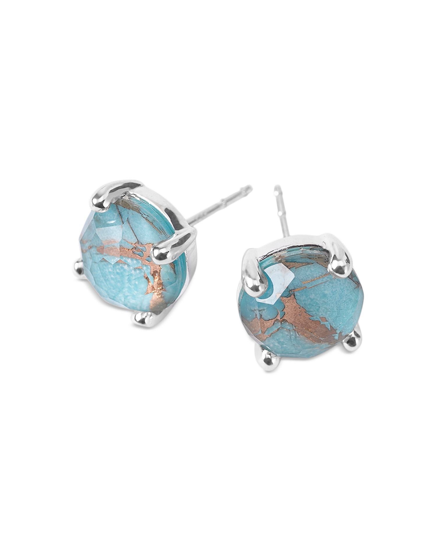 Sterling Silver Rock Candy® Bronze Turquoise Composite & Rock Crystal Doublet Stud Earrings