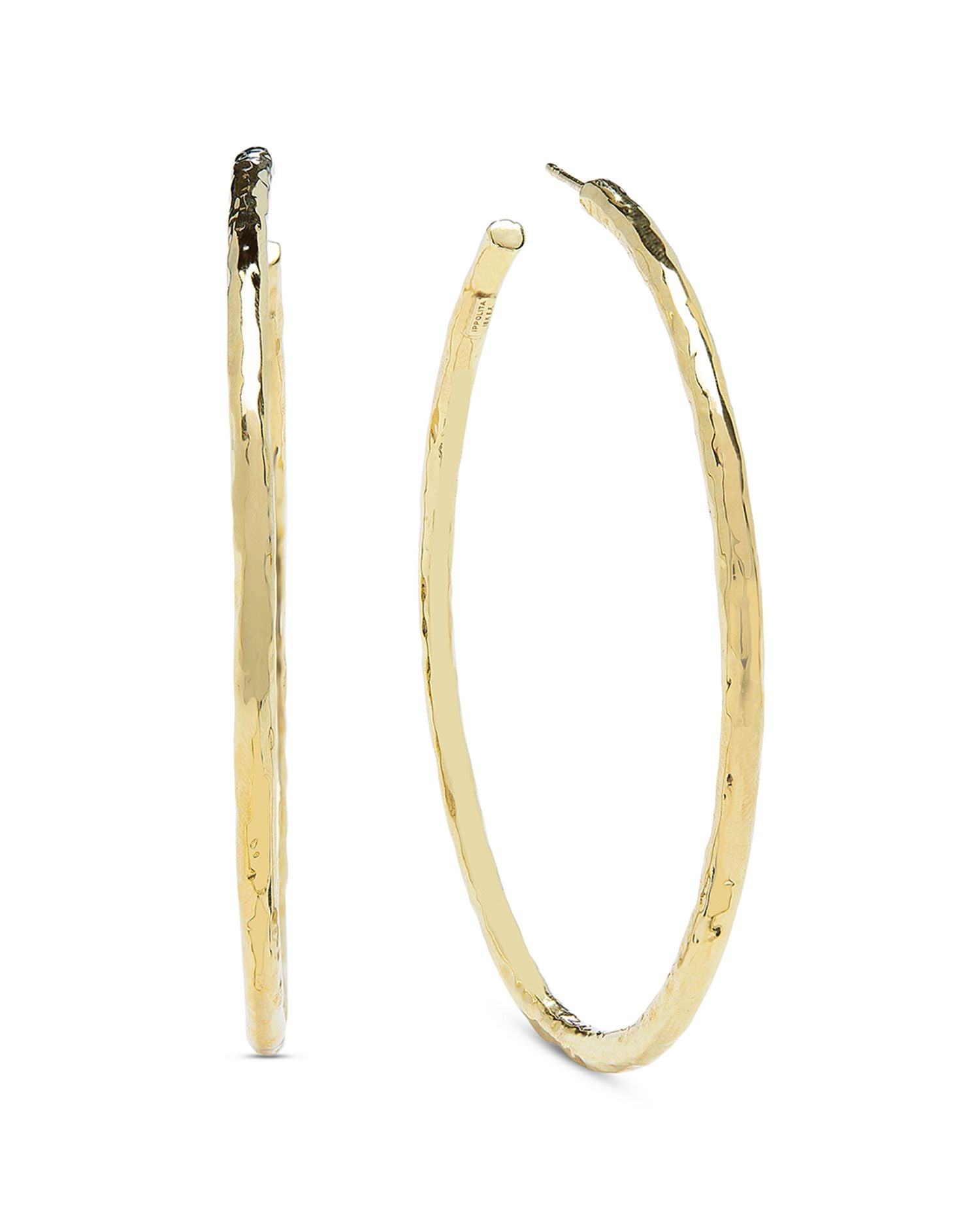 18K Yellow Gold Classico Hammered Extra Large Hoop Earrings