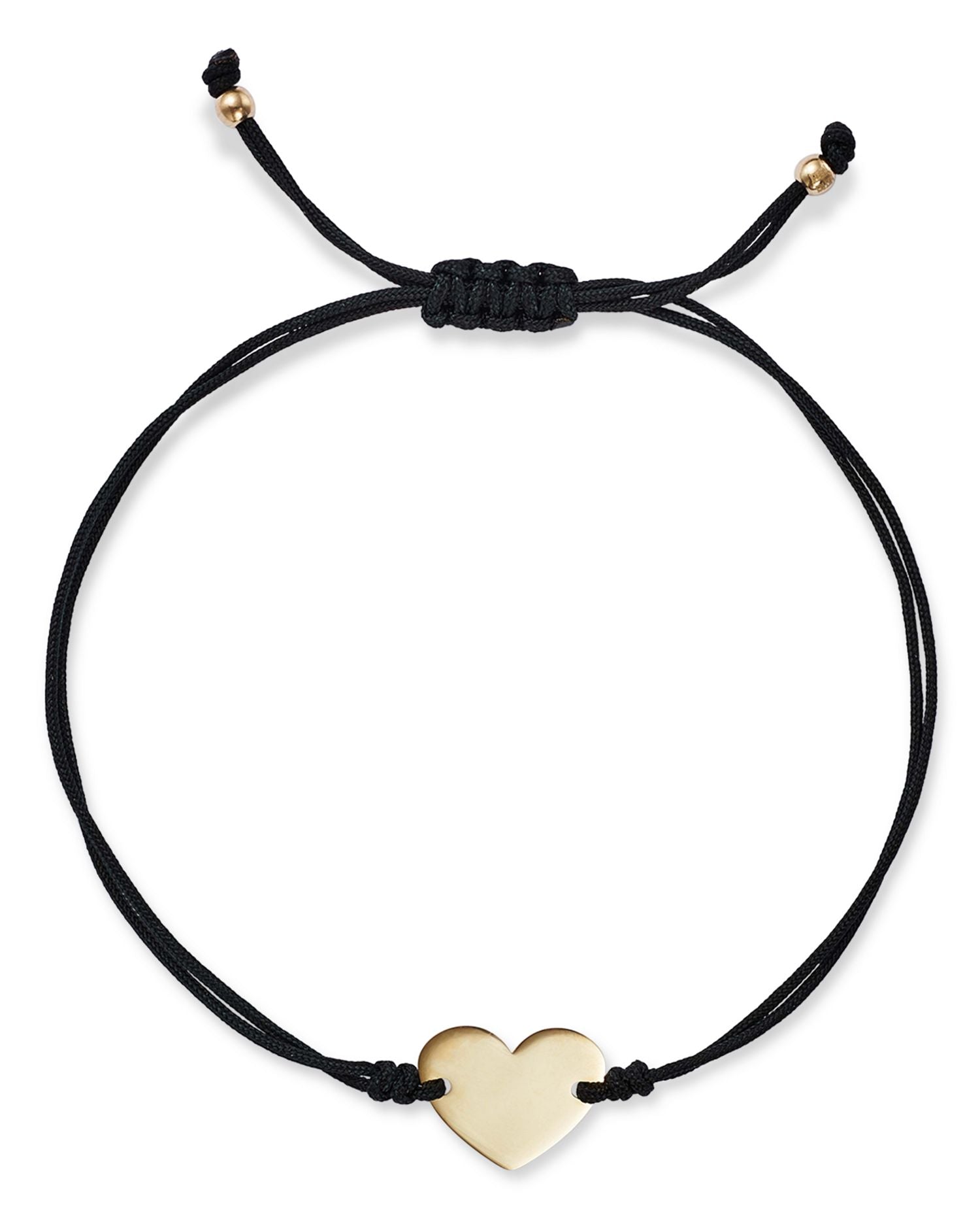 14K Yellow Gold Polished Heart Cord Bolo Bracelet - Exclusive