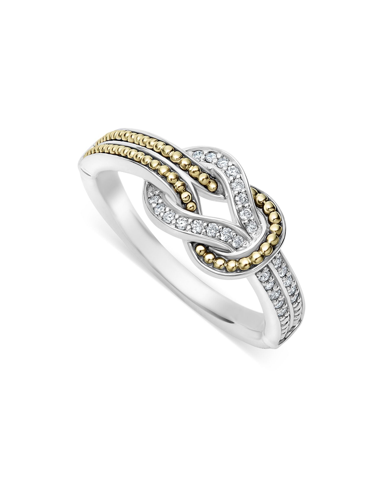 18K Yellow Gold & Sterling Silver Newport Diamond Knot Band