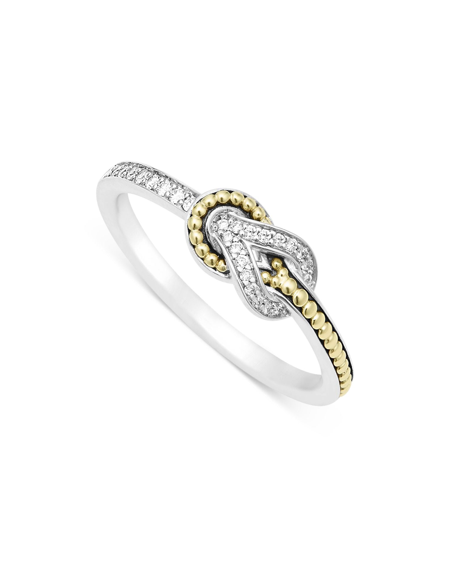 18K Yellow Gold & Sterling Silver Newport Diamond Knot Petite Ring