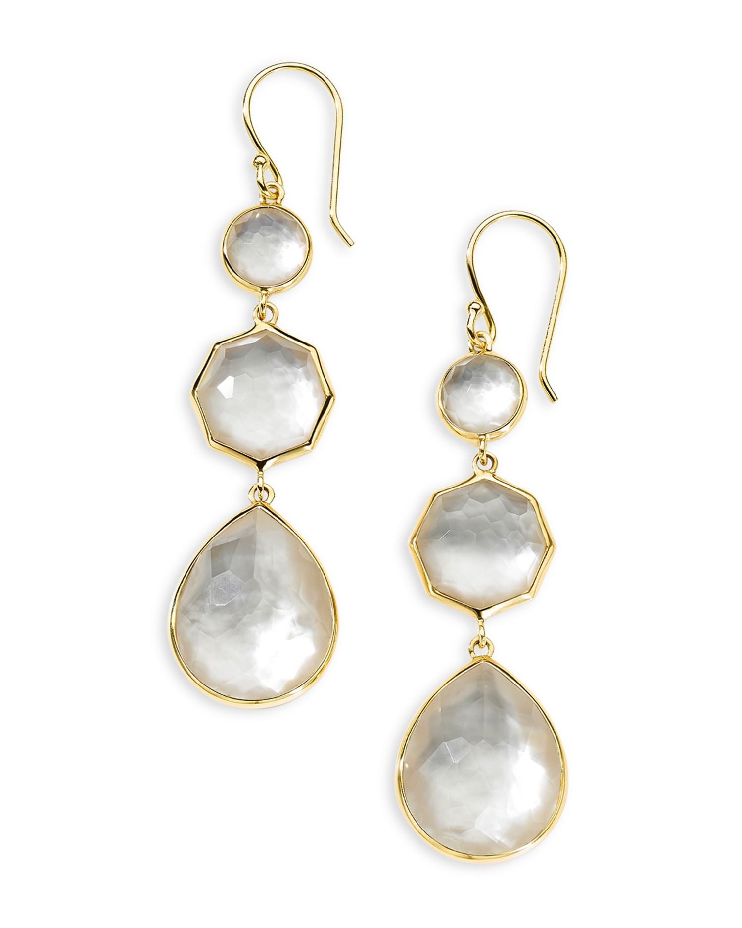 18K Yellow Gold Rock Candy® Mother of Pearl Doublet Triple Drop Earrings