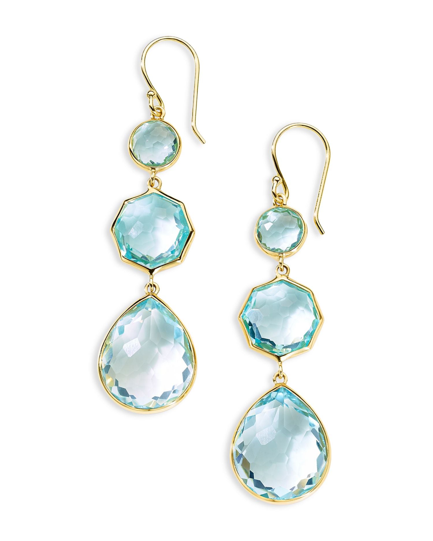 18K Yellow Gold Rock Candy® Blue Topaz Triple Drop Earrings