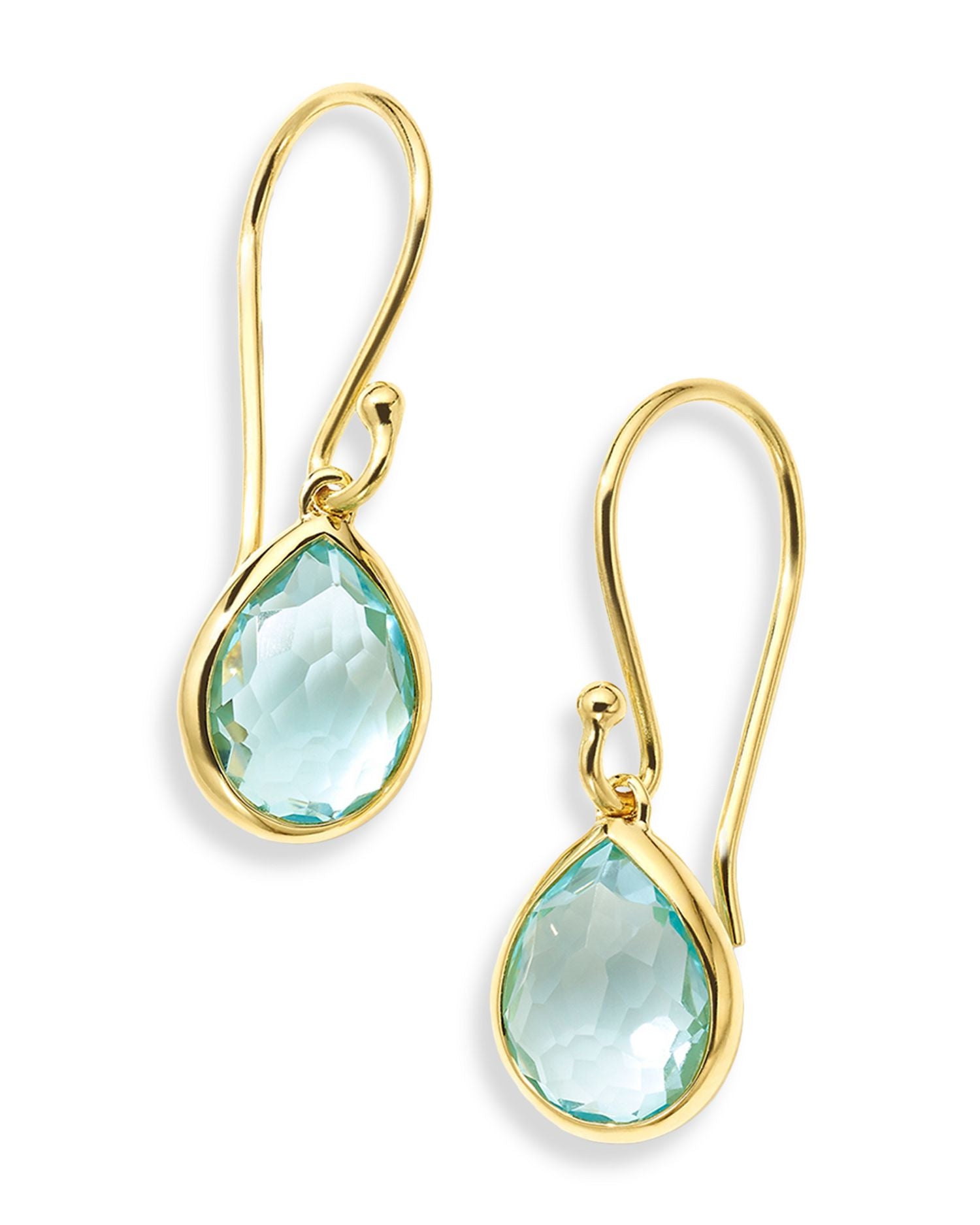 18K Yellow Gold Rock Candy® Blue Topaz Teeny Teardrop Earrings