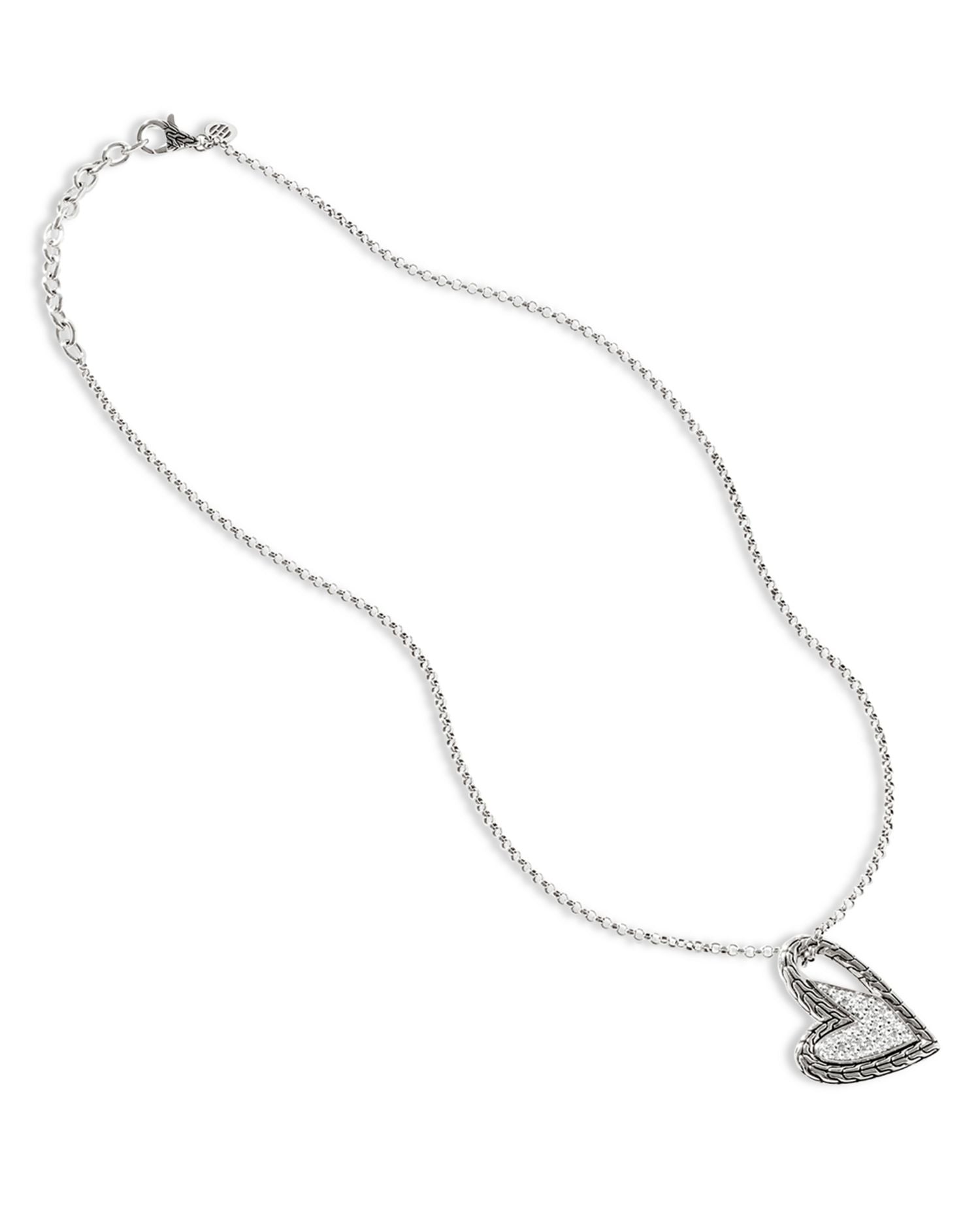 Sterling Silver Classic Chain Manah Diamond Pave Pendant Necklace, 18'
