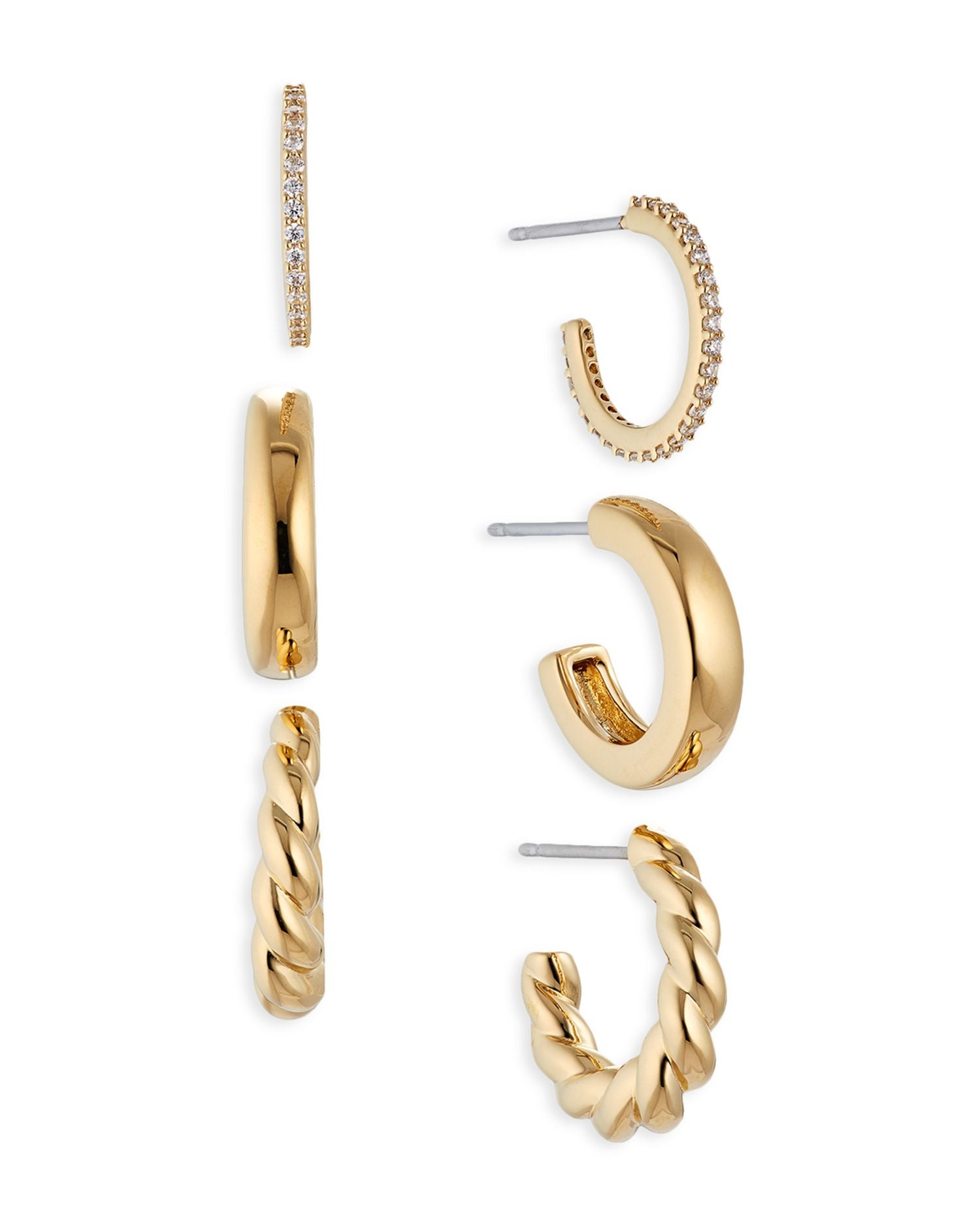 Golden Hour Pavé Huggie Hoop Earrings, Set of 3