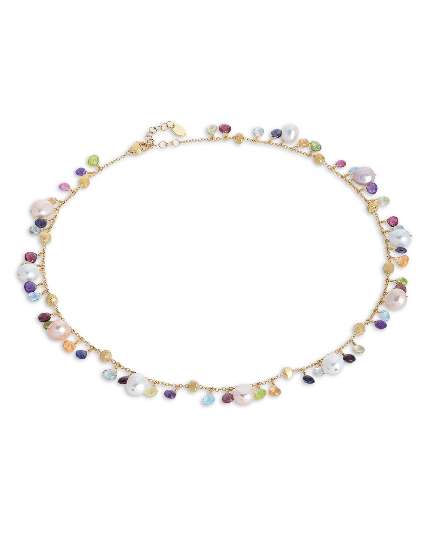 18K Yellow Gold Paradise Pearl Mixed Gemstone and Cultured Freshwater Pearl Necklace, 18"