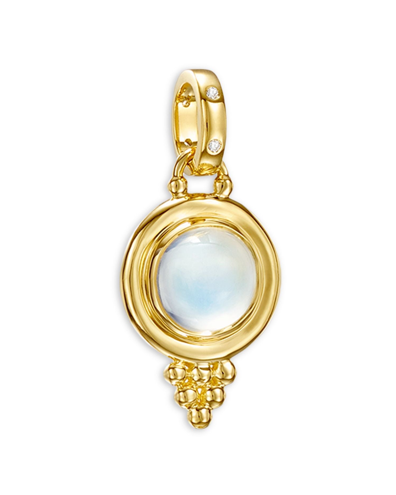 18K Yellow Gold Classic Blue Moonstone & Diamond Pendant