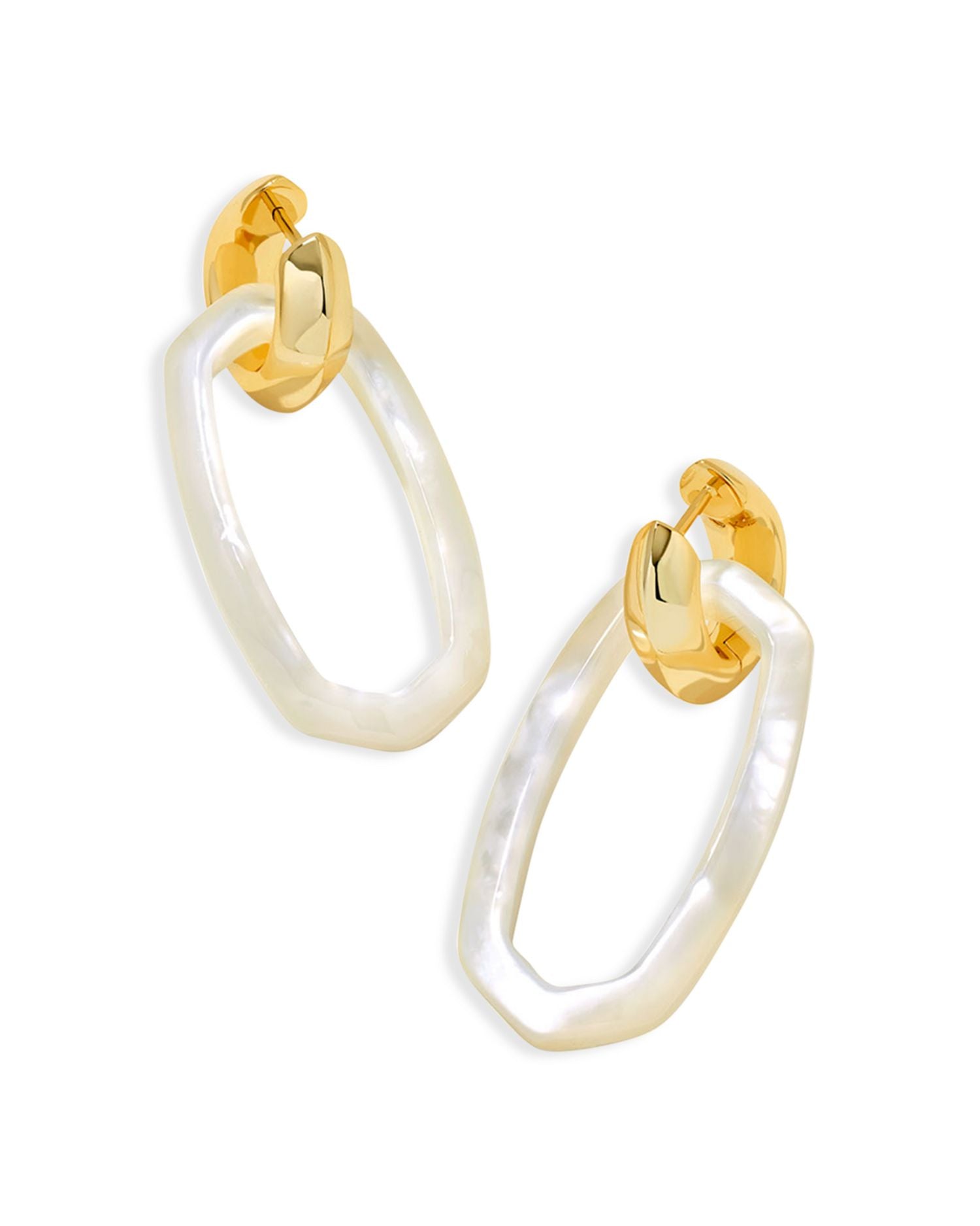 Danielle Mother Of Pearl Link Charm Huggie Hoop Earrings