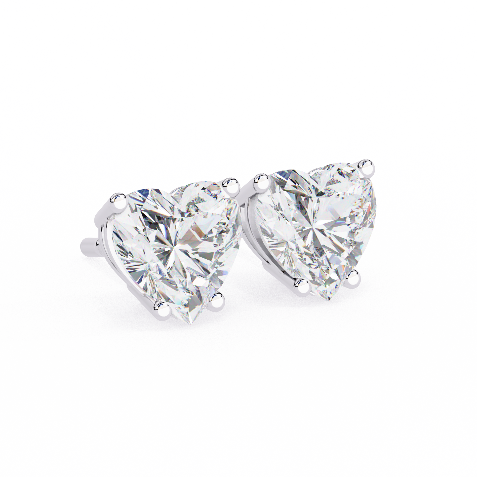 Heart-Cut Lab-grown Diamond Vintage Studs in 10K White Gold