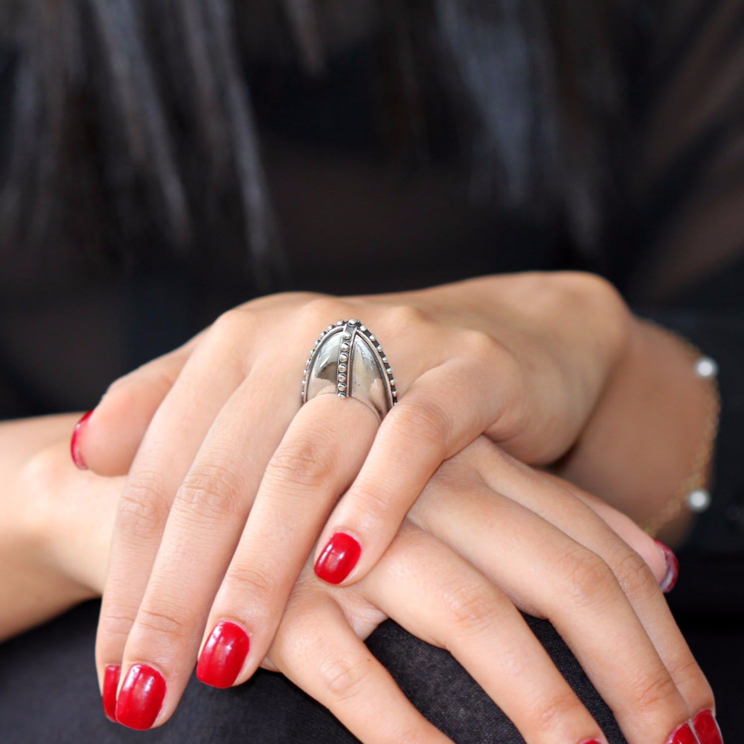 Tribal Egg Ring - Silver