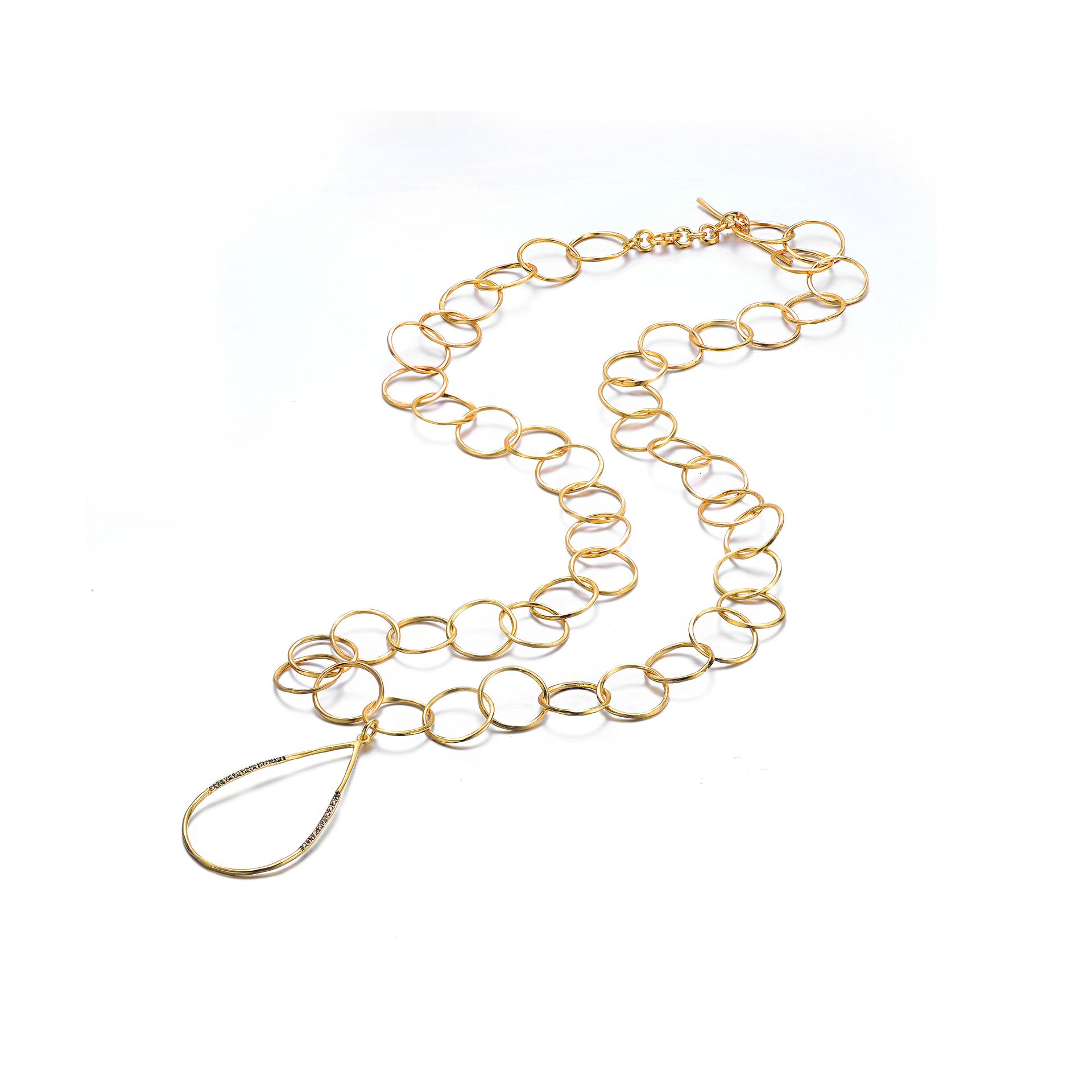 Sterling Silver Gold Plated Cubic Zirconia Chain Necklace