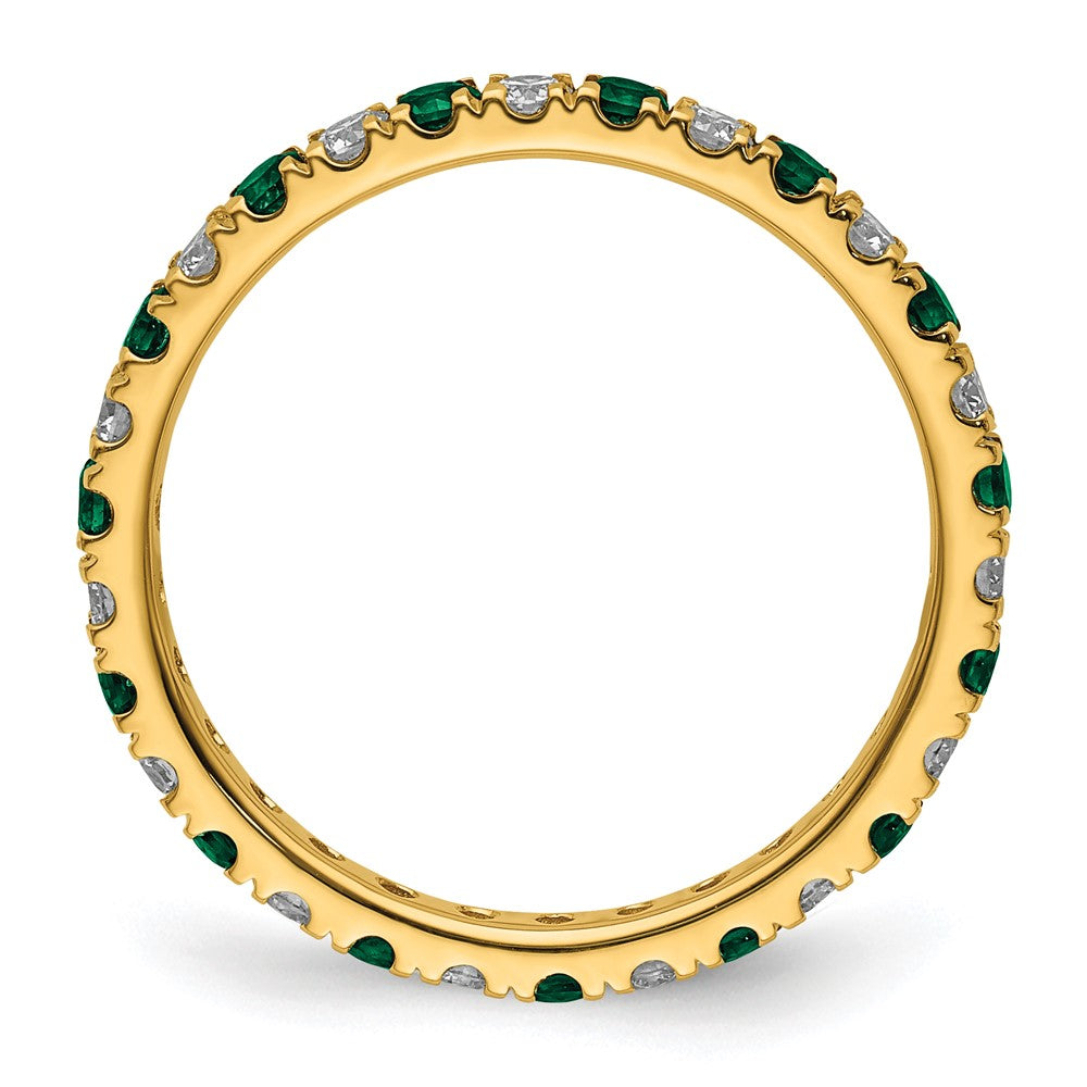 14k Yellow Gold Lab Grown Diamond & Emerald Eternity Wedding Band Ring 1/2ct Clarity- VS Color- G-H