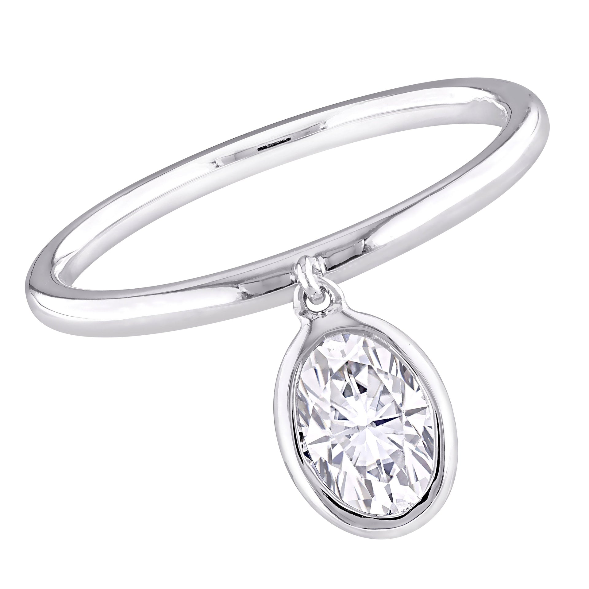 Eternally Yours 1ct DEW Created Moissanite Drop Pendant Ring Sterling Silver