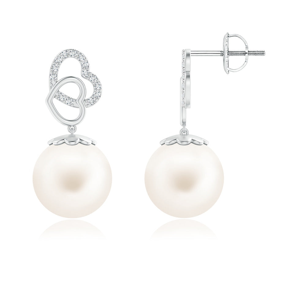 Intertwined Heart Freshwater Pearl Drop Earrings