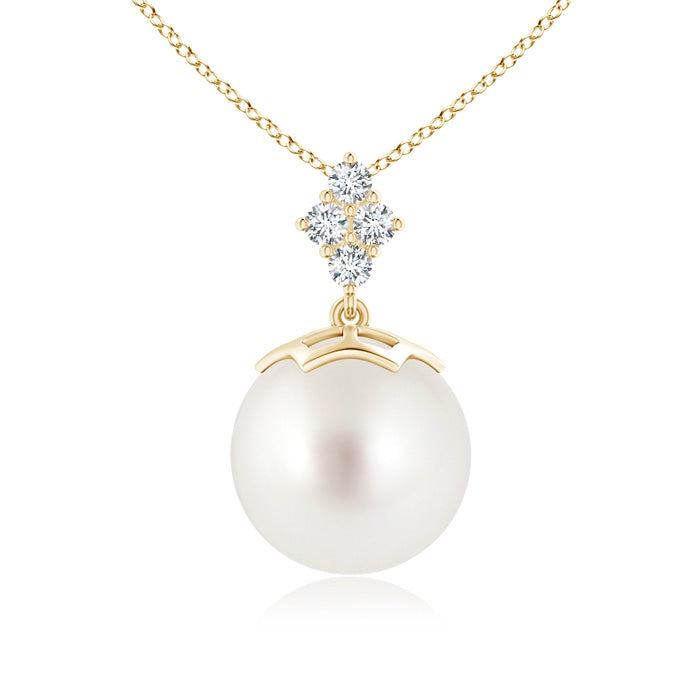 South Sea Pearl Pendant with Diamond Cluster
