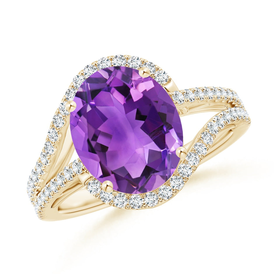 Oval Amethyst Bypass Cocktail Ring with Diamonds