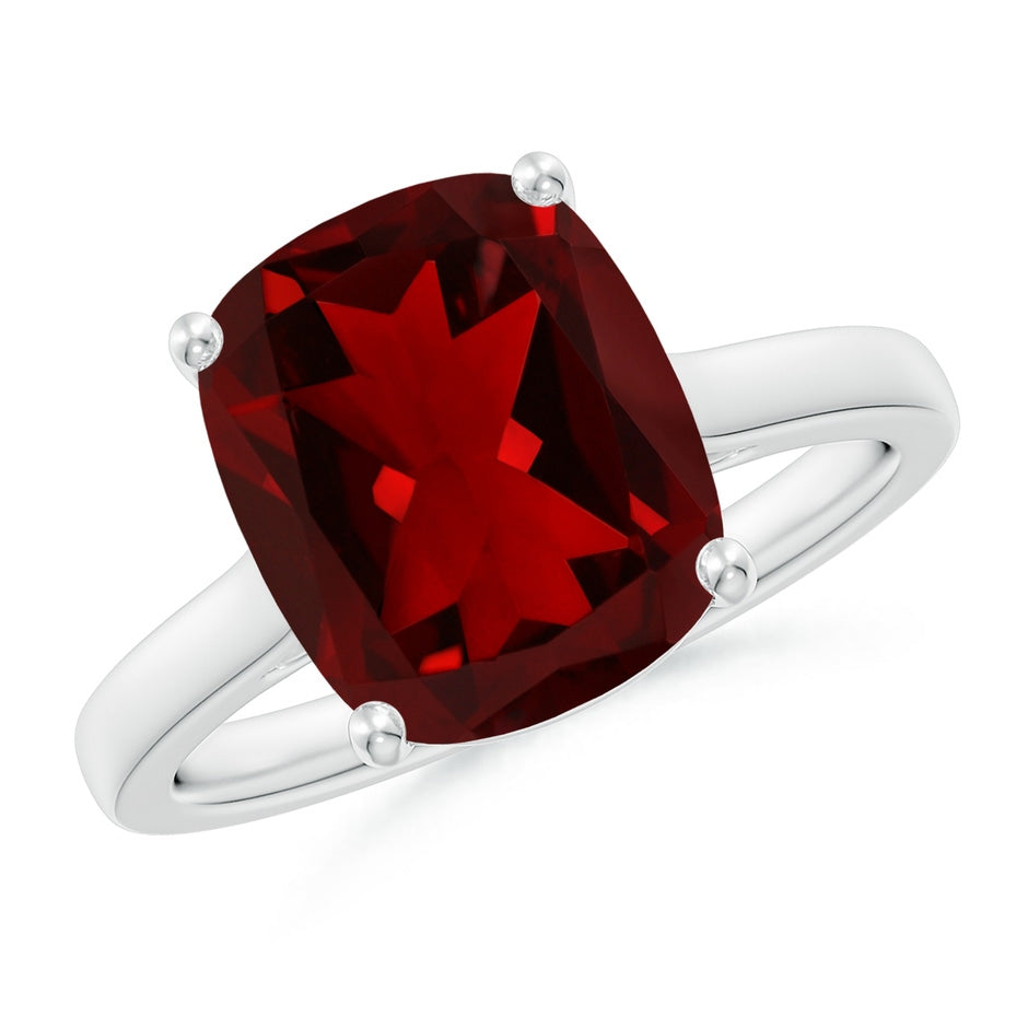 Classic Cushion Garnet Solitaire Ring