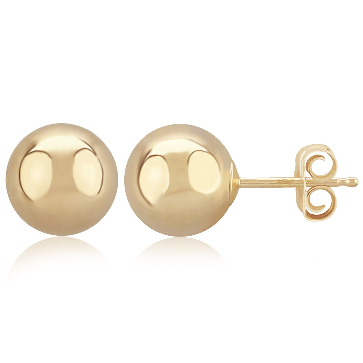 14K Gold 8mm Ball Stud Earrings