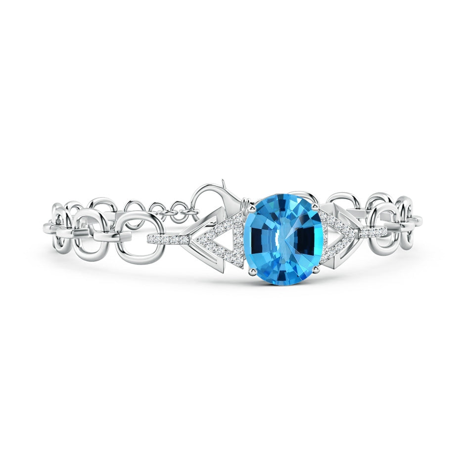 GIA Certified Oval Swiss Blue Topaz Intersecting Triangle Bracelet