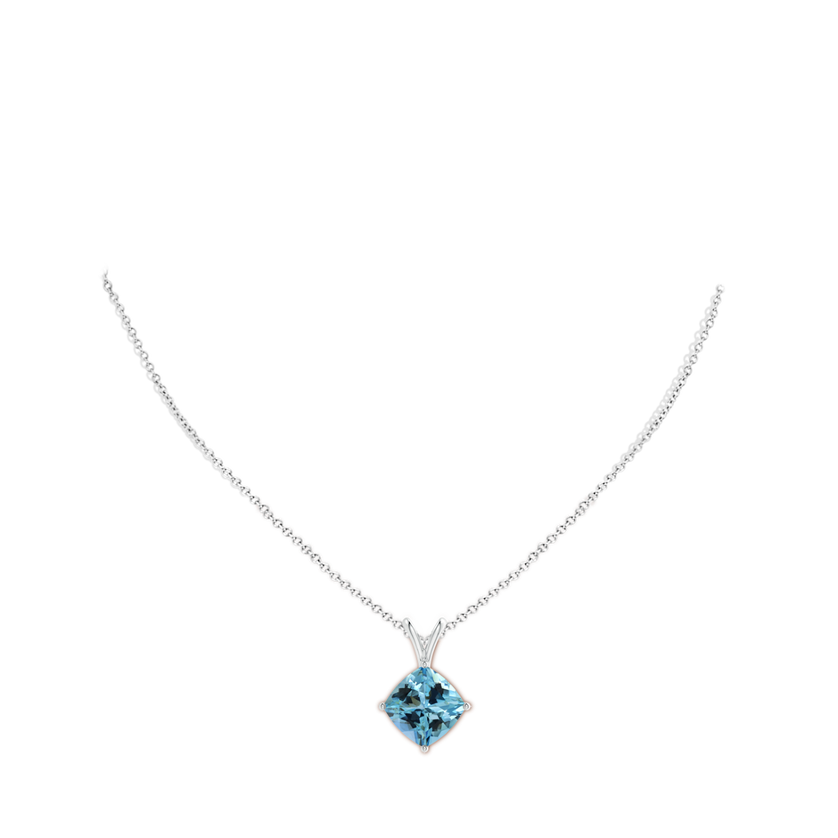 Sideways GIA Certified Cushion Aquamarine Solitaire Pendant