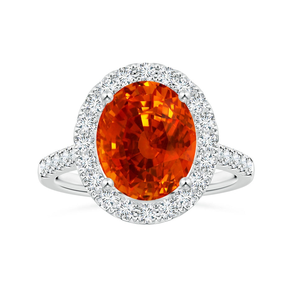 GIA Certified Oval Orange Sapphire Halo Ring with Diamonds