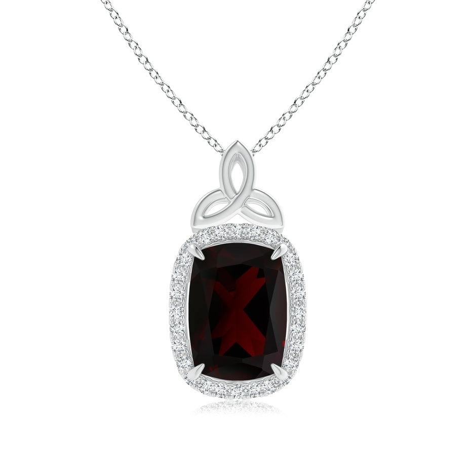 GIA Certified Garnet Halo Pendant with Celtic Motif