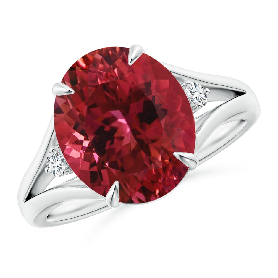 GIA Certified Oval Pink Tourmaline Ring with Diamond Accents