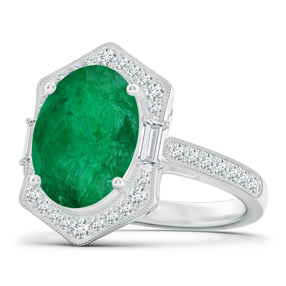 Vintage-Inspired GIA Certified Oval Emerald Halo Ring