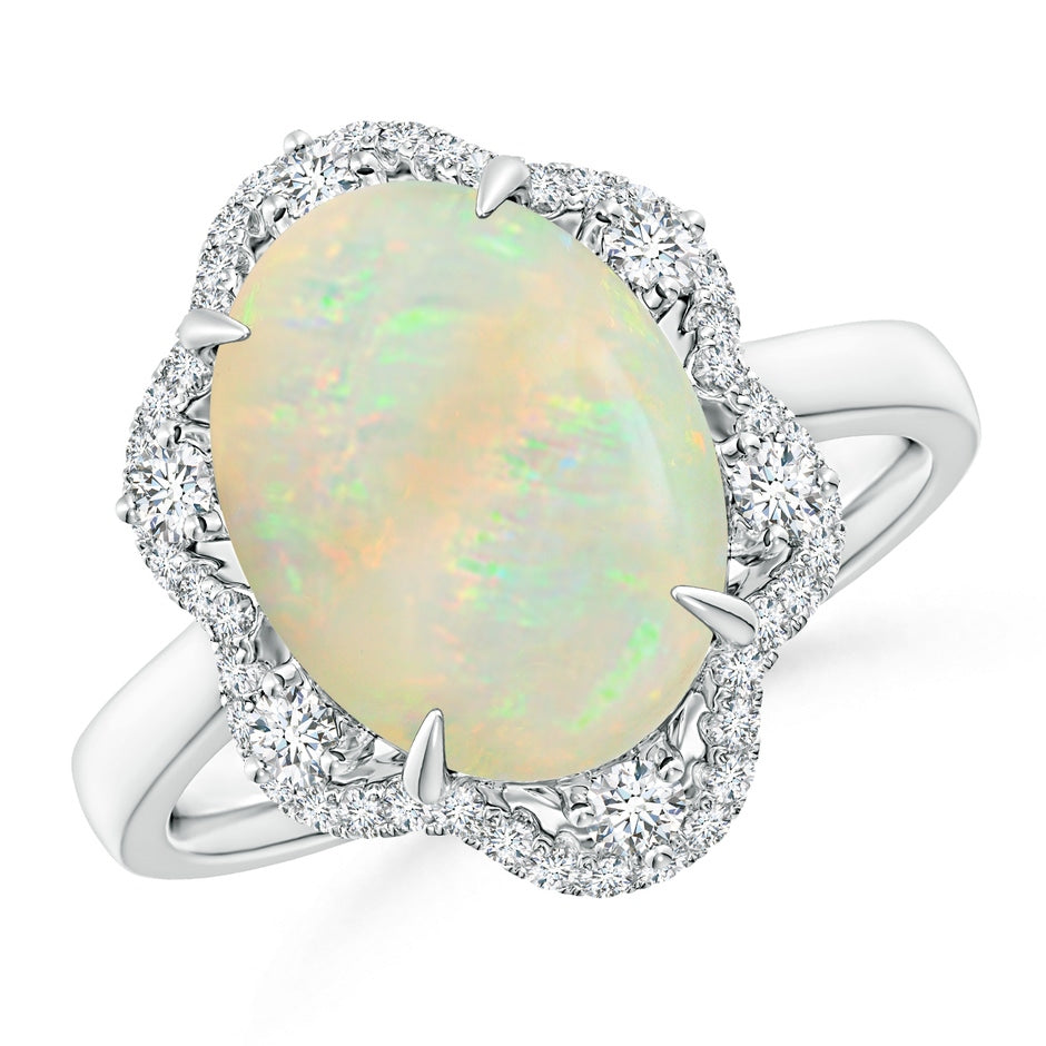 GIA Certified Opal Floral Ring with Reverse Tapered Shank