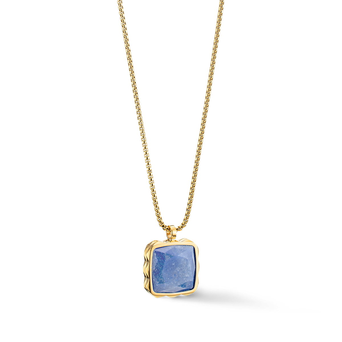 Necklace Amulet Spikes Square Aventurine gold-blue