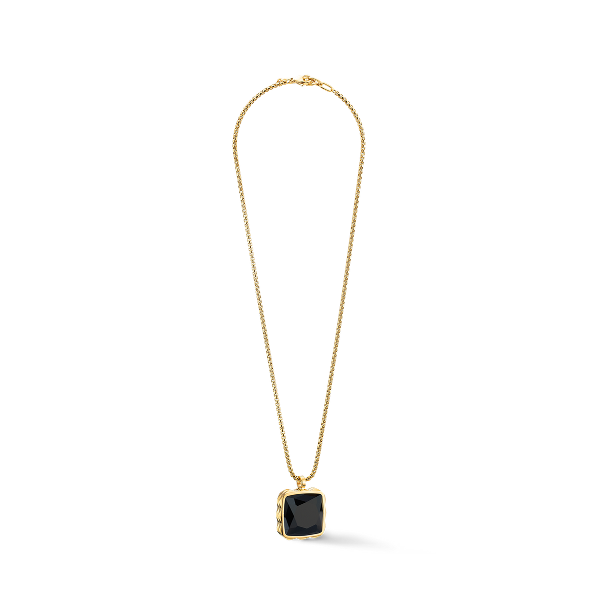 Necklace Amulet Spikes Square Onyx gold-black