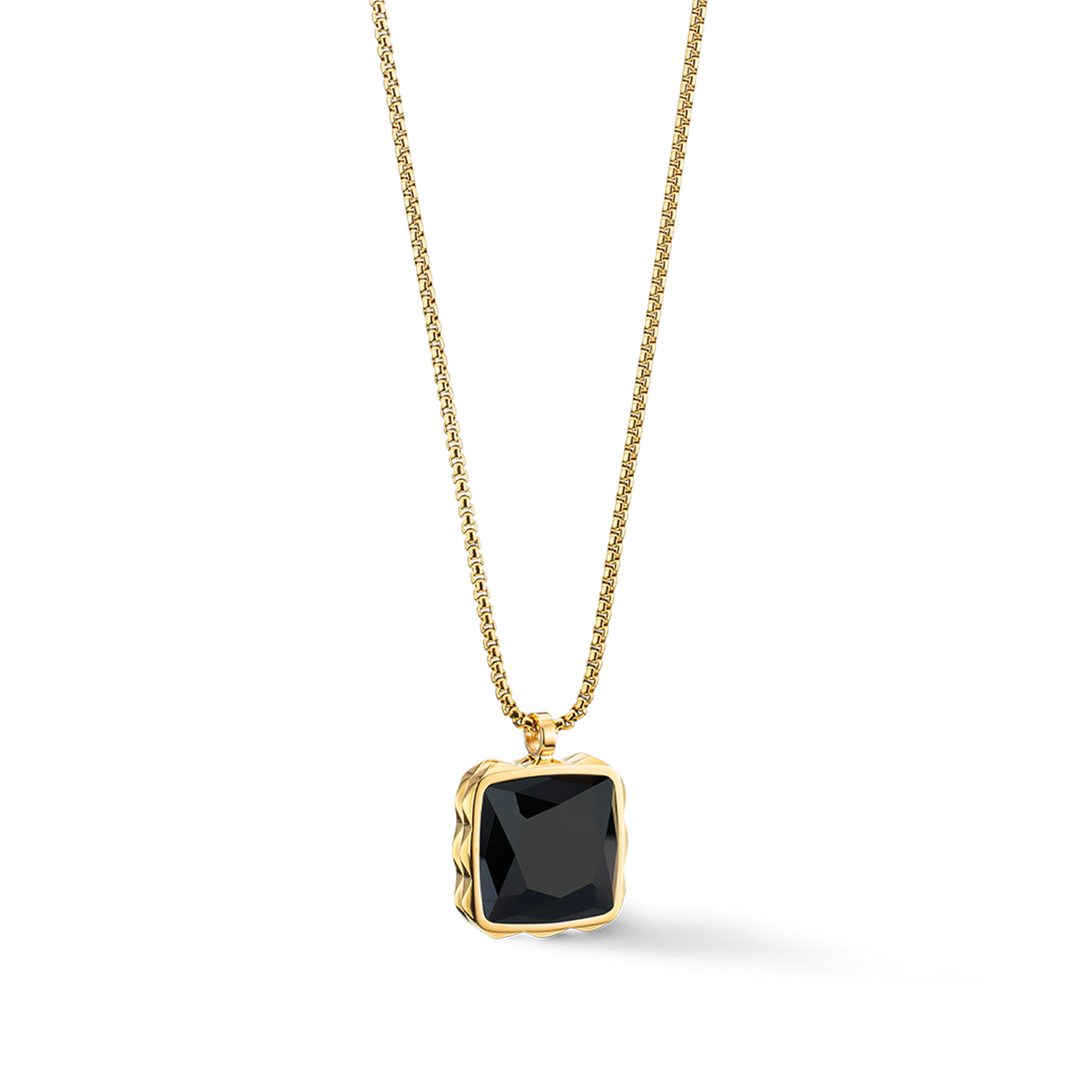 Necklace Amulet Spikes Square Onyx gold-black