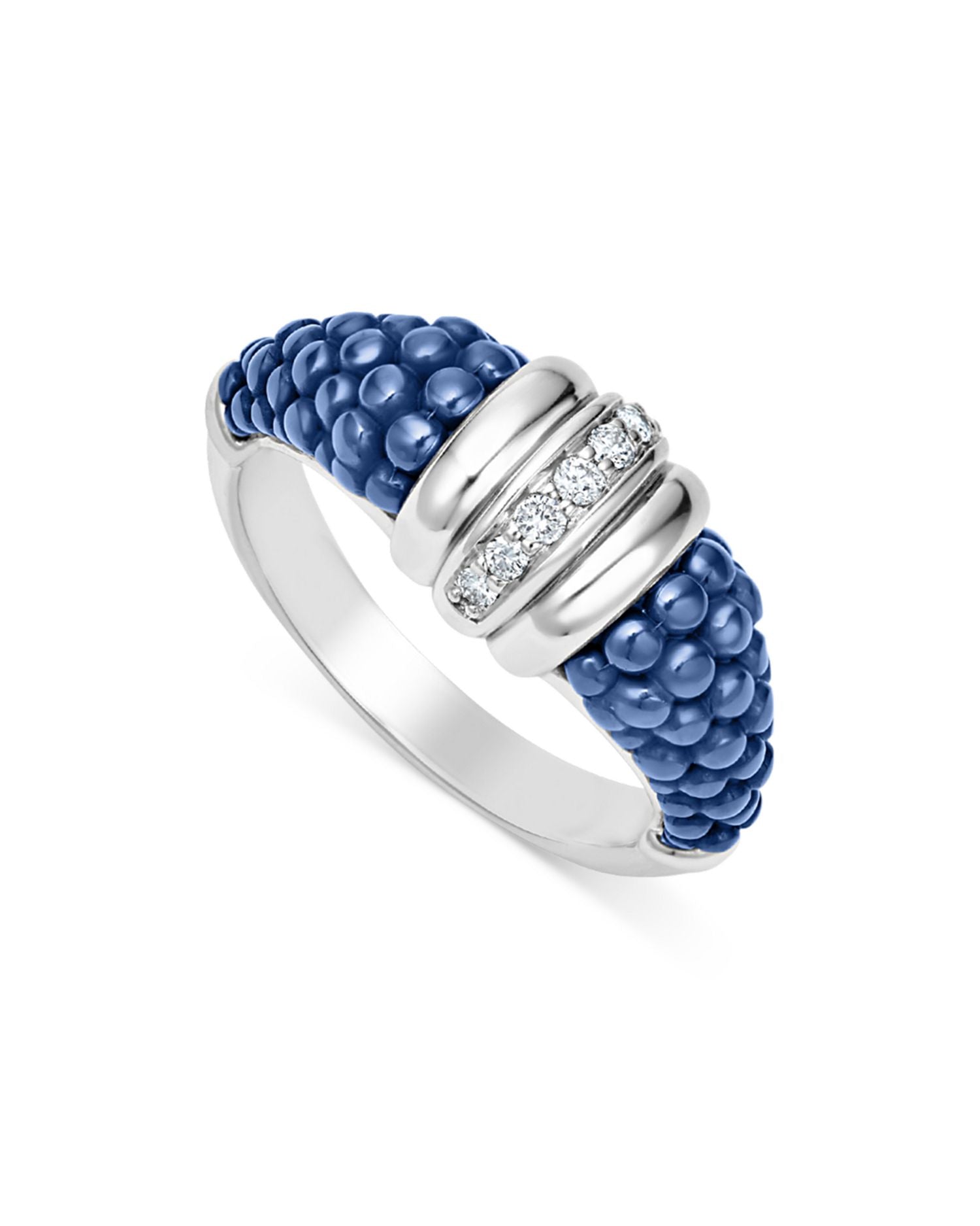 Sterling Silver Diamond & Ceramic Bead Ring